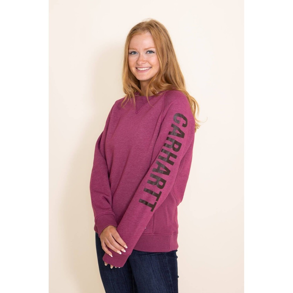 Carhartt Midweight Logo Sleeve Graphic Sweatshirt Womens 2X Beet Red Relaxed Fit